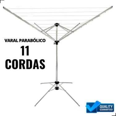 Imagem de Varal 11 Cordas Giratório 100% Alumínio Parabolico - Bipartido - HS PR