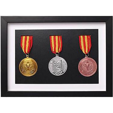 Imagem de Moldura De Caixa De Sombra Para Exibir Prêmios De Medalhas,caixa De Medalha De Madeira Maciça,moldura De Caixa Profunda 3d Para Exibir Medalhas De Guerra/mi, A4 (3 Pieces), wood