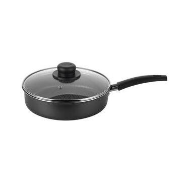 Imagem de Frigideira Alta Multiflon em Alumínio com Revestimento Antiaderente e Tampa de Vidro com Saída de Vapor 22 cm – Grafite