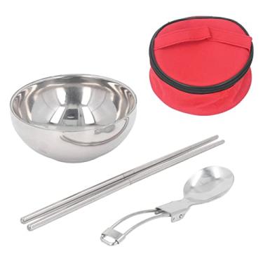 Imagem de Conjunto de talheres de um único conjunto de talheres de aço inoxidável portátil para campamento de piquenique ou escritório de viagem