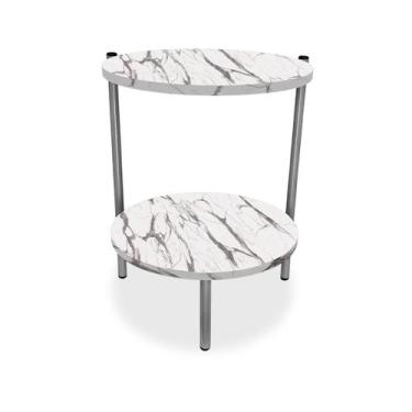 Imagem de Mesa de Canto Lateral Nairóbi Redonda - Prata e Vulcano - Genus Móveis