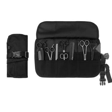 Imagem de Under NY Sky Estojo Porta Tesoura - Salão de Beleza, Barbearia - Case Rolo Portátil em Lona Oxford para Corte de Cabelo, Pentes, Pincéis, Lápis Maquiagem - Barbeiro, Cabeleireiro, Maquiador - Preto