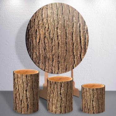 Imagem de Capas para Painel de Festa Infantil Tronco Arvore Fake Marrom Trio Cilindro Redondo Retangulo(Redondo e Cilindro PRC340)