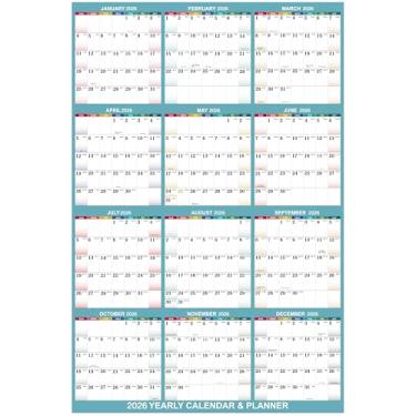 Imagem de Calendário de parede anual 2024 - calendário de parede 2024, calendário de parede anual 2024 com data juliana, janeiro de 2024 a dezembro de 2024, papel grosso, vertical, 58 cm x 87 cm (aberto) - azul brilhante