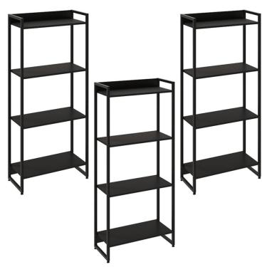 Imagem de Kit 3 Estantes Escritório 4 Prateleiras 145x60cm Onix