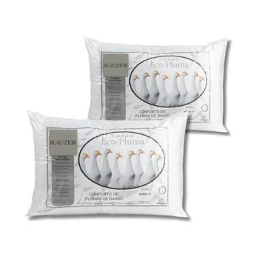 Imagem de Kit 2 Travesseiro Pluma Ganso Confortável Antiacaro 70x50cm - Eurotext