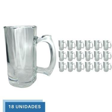 Imagem de 18 Caneca Restaurante Vidro Grosso Chopp Cerveja 380ML - PRATICASA, 0 