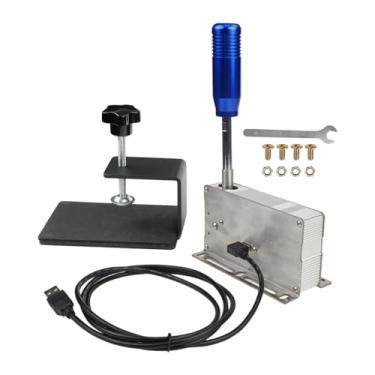 Imagem de MotiveTech Câmbio sequencial USB, peças de reparo convenientes, instalação fácil para Win10, Win7, Winxp, simulador de freio de mão, câmbio, Azul