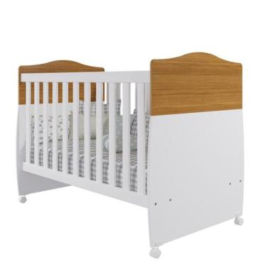 Imagem de Berço Cama Conforto Quarto Bebê 100% Mdf Vira Cama Rodízios Grade De P