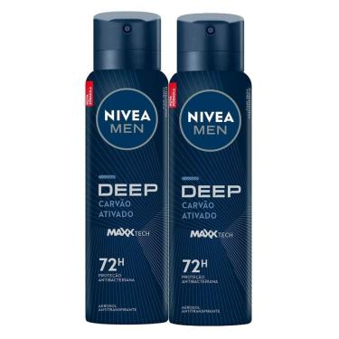 Imagem de Kit 2X 150ml Desodorante Nivea Men Deep Aerosol Antitranspirante 48h