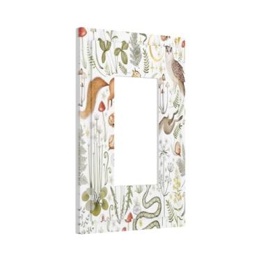 Imagem de Forest Country Woodland Wild Animals Butterfly Cogumelo único Rocker Light Switch Cover 1 Gang Outlet Cover Decorativa Gfci Placa de parede elétrica Dimmer para decoração de casa