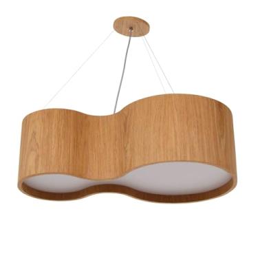 Imagem de Lustre Pendente de Teto em Madeira com Design Violão 70cm - Sala de Estar, Sala de Jantar, Quartos, Varandas, Escritórios, Bares, Cafeterias, Restaurantes, uso Residencial e Comercial (Freijó)