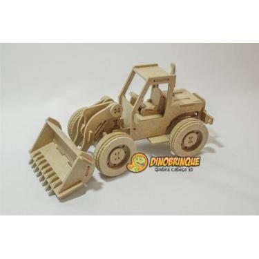Imagem de Quebra-Cabeça 3D  TRATOR PÁ CARREGADEIRA 75 peças em MDF - DINOBRINQUE