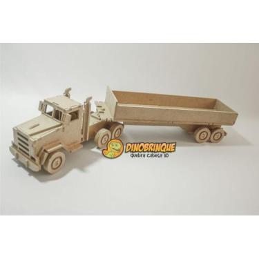 Imagem de Quebra-Cabeça 3D  CAMINHÃO TRUCK COM CARROCERIA 87 peças em MDF - DINO