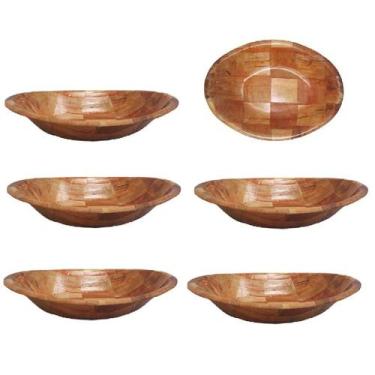 Imagem de 6 Gamelas Travessa Tigela Bambu Servir Petiscos Cozinha 20cm - Chinato
