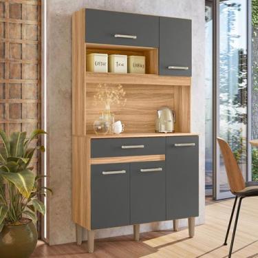 Imagem de Cozinha Compacta Magazin 5 Portas 1 Gaveta Freijó/Chumbo - Nicioli, Ci