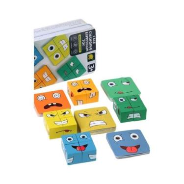 Imagem de Crianças De Madeira Montessori Quebra-cabeça Cubo Mudança De Rosto Blo