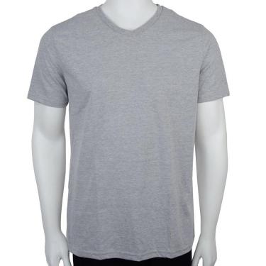 Imagem de Camiseta Masculina Fico Gola V Cinza Mescla - 00821-Masculino