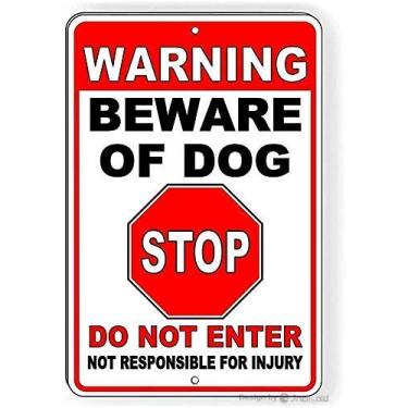 Imagem de Wall Home Decor-Warning Beware Of Dog Stop Do Not Enter.20 x 30,5 cm Placa de metal vintage placas de alumínio aviso impresso estrada floresta fazenda pôster arte bar clube loja garagem personalizado