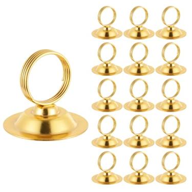 Imagem de Urban Deco Porta-cartões de mesa com 16 unidades porta-cartões de aço para fotos, placas de comida, notas de memorando, casamentos, restaurantes, aniversários (ouro)