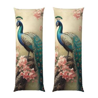 Imagem de Capa de travesseiro corporal com zíper oculto, fronha longa de microfibra macia e respirável para travesseiro corporal, capas de travesseiro de pavão oriental para dormir, presente de cama, 50 x 137