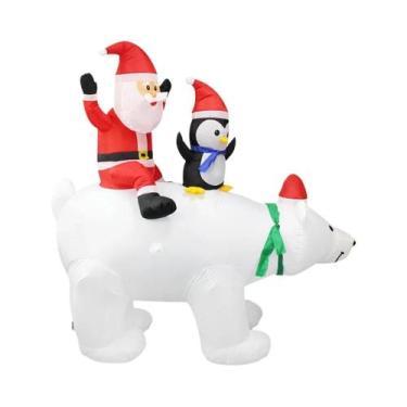 Imagem de Papai Noel Inflável De 2,4m Com Luzes LED, Decoração De Natal Externa,