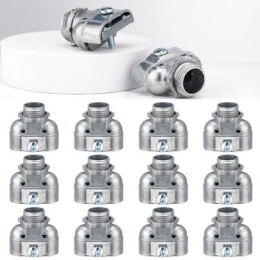 Imagem de Tandefio 12 peças, conector duplex de conduíte de metal flexível de 90 graus, conector duplex de 90 graus, braçadeira de parafuso fundido de zinco, acessórios de conduíte elétrico para proteger cabos