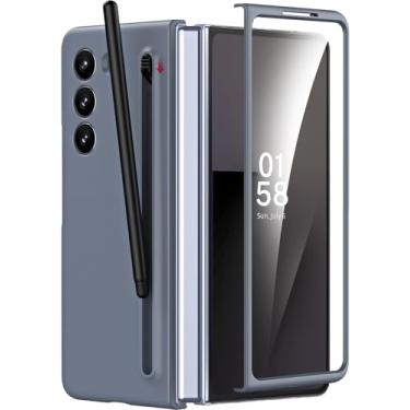 Imagem de Miimall Capa para Samsung Galaxy Z Fold 7 com suporte para caneta Stylus e S Pen, capa fina e durável para Galaxy Fold 7 com protetor de tela integrado, compatível com carregamento sem fio, cinza