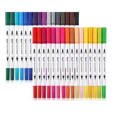 Imagem de Canetas Brush Pen Marcadora Ponta Dupla Fina Kit Canetinha para Colorir Desenho Fineliner (12)