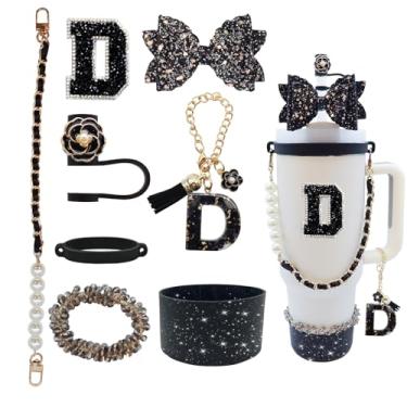 Imagem de Conjunto de acessórios de copo de 8 peças para copo Stanley de 30 e 1,219 g com alça, incluindo topo de palha, bota, alça de alça de garrafa de água, decoração de arco de palha, pulseiras, pingente de