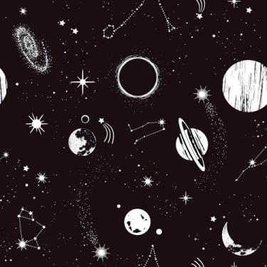 Imagem de ReWallpaper Papel de parede Galaxy Outer Space Peel and Stick 17,5 pol. x 23 pés papel de parede removível céu noturno estrela brilhante lua teto papel de parede autoadesivo para berçário crianças