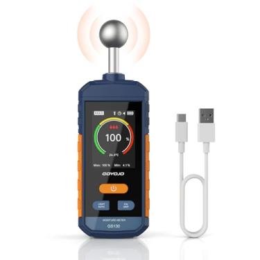 Imagem de Medidor de umidade de madeira sem pinos para paredes e drywall | Detector de umidade digital, medidor de umidade de concreto e leitor de lenha | Testador de umidade recarregável GS130 USB-C