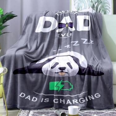 Imagem de Cobertor de flanela com estampa de panda – Cobertor aconchegante super macio para meninas, crianças, adolescentes, leve, roupa de cama fofa para casa, quarto, sofá, presente (papai panda, 127 x 152 cm