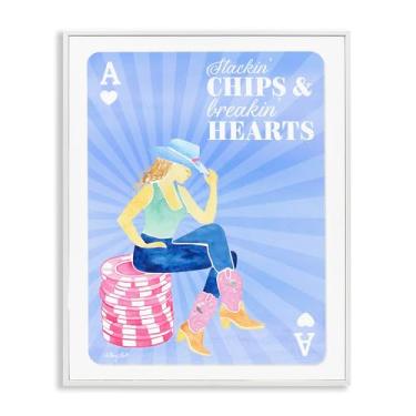Imagem de Stupell Industries Stackin' Chips And Breakin' Hearts Design de arte giclée emoldurado branco por Hillary Holt, 14 x 11