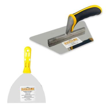 Imagem de Desempenadeira Trapézio Rigida de Aço Inox 23,5x13cm e Espátula Flexív