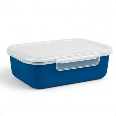 Imagem de Kit Pote Marmita Fitness 500ML com Trava Lateral P/Microondas Geladeira Dieta e Almoço(10,Azul Escuro)