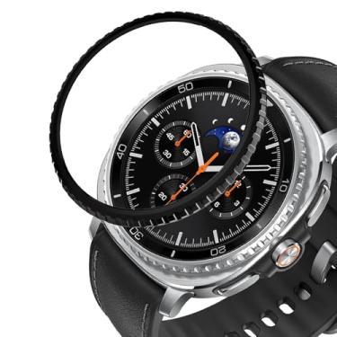 Imagem de DEALELE Capa de moldura compatível com Samsung Galaxy Watch 8 Classic (46 mm), moldura metálica de liga ultrafina anel de bisel capa adesiva antiarranhões acessório protetor (preto)