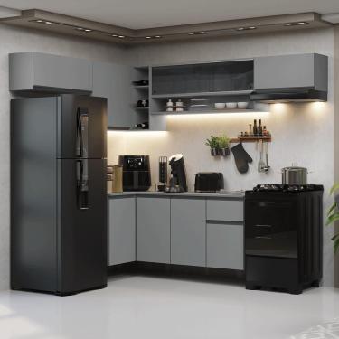 Imagem de Armário de Cozinha Completa de Canto Suspenso 405cm Cinza Nice Madesa 04
