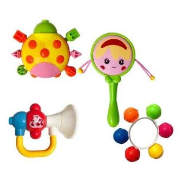 Imagem de Chocalho para Bebê Brinquedo Infantil Educativo 4 Peças - Nibus