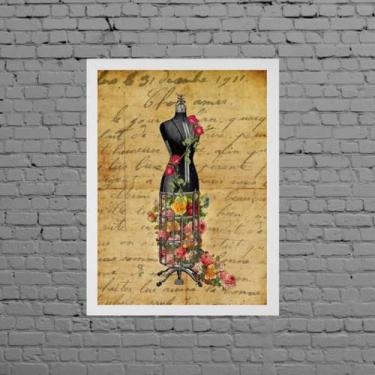Imagem de Quadro Vintage Manequim Costura 45X34Cm Moldura Preta - Quadros On-Lin