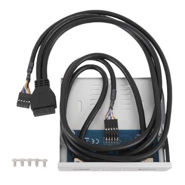 Imagem de Zopsc Hub do Painel Frontal USB 3.0, Baía de Disquete de 3,5 Polegadas para o Adaptador de Interface de áudio USB 3.0 e HD Duplo, Conector de 19 Pinos para Caixa de Computador para PC (Branco