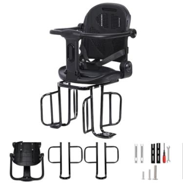 Imagem de Black,Cadeira de criança de bicicleta de adulto, assento de criança de bicicleta de montanha assento traseiro de criança com encosto e pedais de apoio para os pés