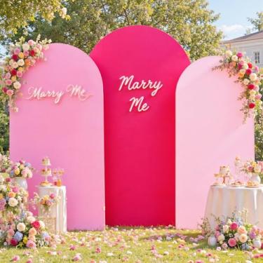 Imagem de Conjunto de capa de fundo rosa Chiara Arch de 9 a 2,2 m, 2 m e 1,8 m, capas de arco de casamento, sem rugas, elástico e elástico para chá de bebê, festa de aniversário, chá de panela