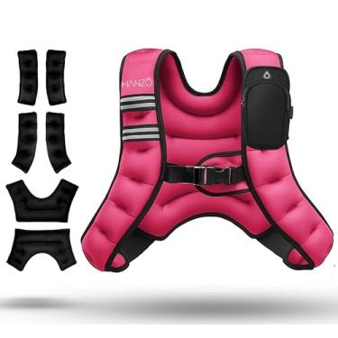 Imagem de HANZO - Colete de peso de corrida Adustable, colete ponderado de alta qualidade para corrida, exercícios, corrida, caminhada, treino, fácil lavagem (rosa, 5,4 kg)