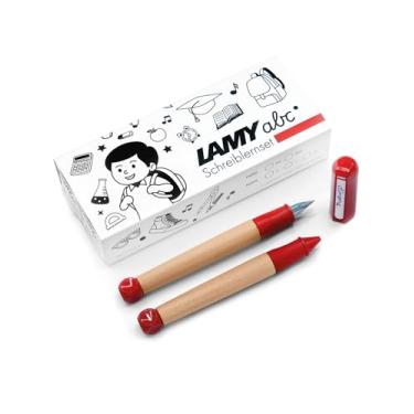 Imagem de Lamy Abc Conjunto de papel vermelho inclui embalagem de presente de 1 enchimento de caneta de ponta fina e 1 x caneta de ponta fina e 1 caneta, alça antiderrapante de plástico, tampa e cubos