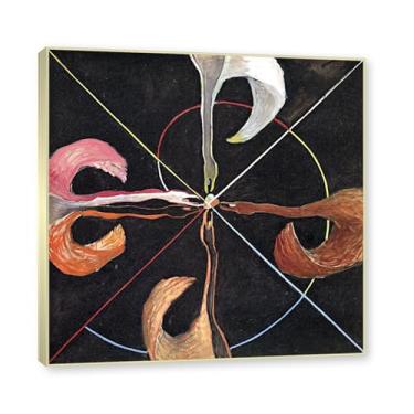 Imagem de Moldura de champanhe. Pôster Hilma Af Klint (The Swan, No. 07), reproduções de pinturas famosas, imagem de arte abstrata para sala de estar quarto decoração de casa. 40 x 40 cm-15,7 x 15,7 pol