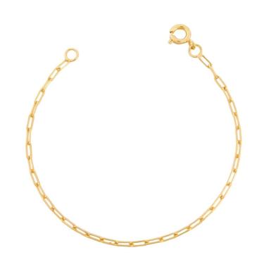 Imagem de Pulseira Infantil Elo Cadeado Fininho Banhado a Ouro