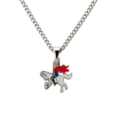 Imagem de Colar Corrente Imagem São Jorge 3 cm Metal Niquelado - Lua Mística Ori