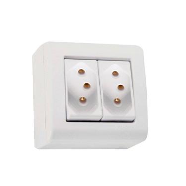 Imagem de Tomada Sobrepor Lizflex Tramontina Dupla 2p+T 10a Branca