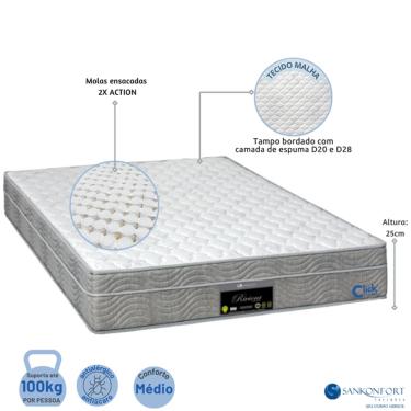 Imagem de Colchão Sankonfort Riviera Molas Ensacadas Casal 138x188x25